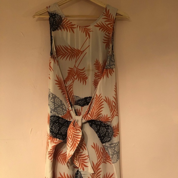 ASOS Jumpsuit Palm Leaf Print Sleeveless Knot Tie Loose Viscose Pyjama Kimono - Picture 2 of 7